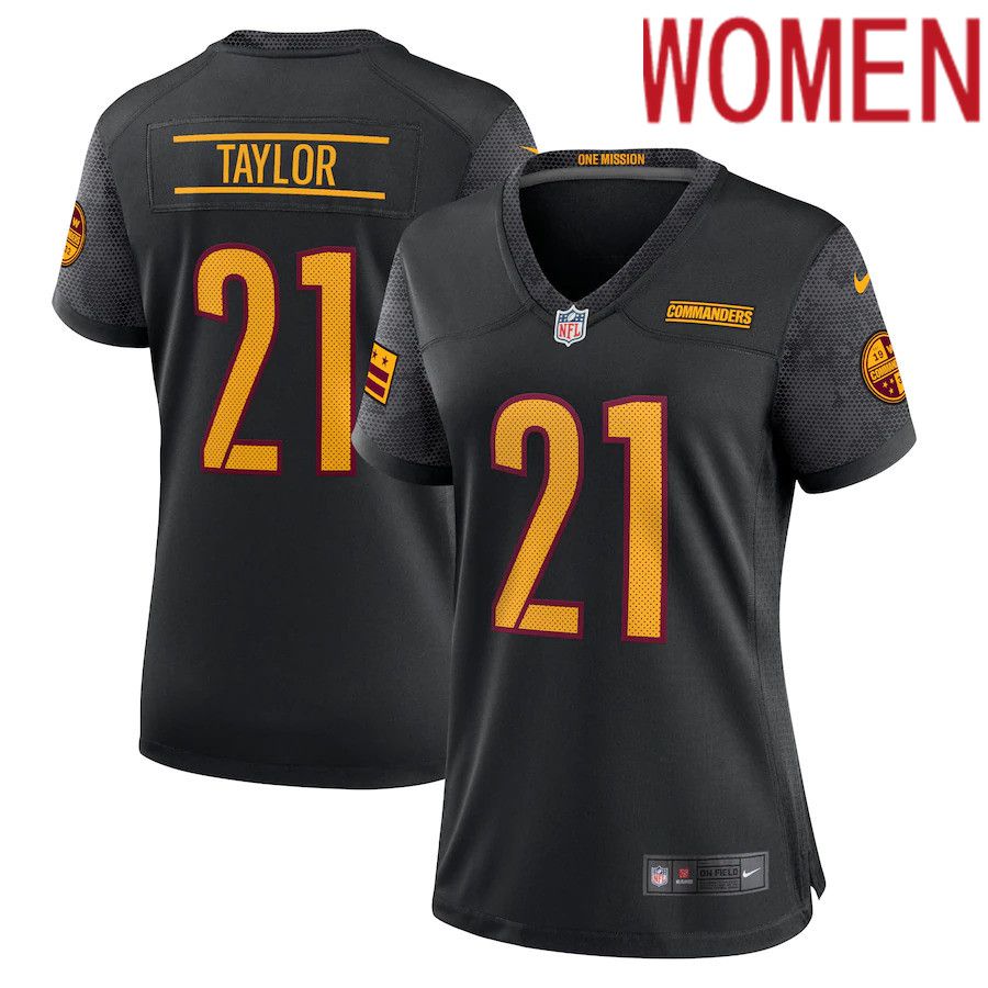 Women Washington Commanders #21 Taylor Nike Black Alternate Retired Player Game NFL Jersey->women nfl jersey->Women Jersey